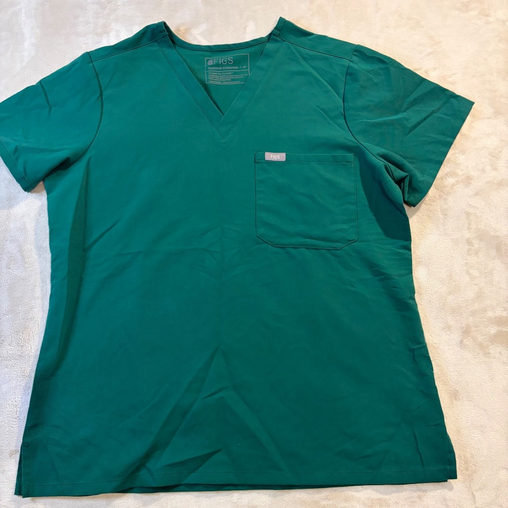 FIGS Technical Collection Hunter Green V-Neck Scrub Top Style 1000211 Womens M